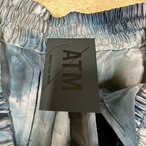 ATM NWT Charmeuse Tie Dye 100% Silk Crop Pants Size M Elastic Waist Pull-On - Picture 6 of 10